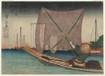  1830 - Angeln für Weißtanne in der Bucht vor tsukuda 1830 Keisai Eisen Japanisch